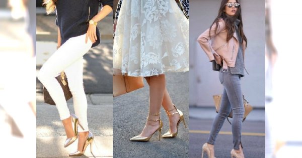 Moda na wiosnę 2018: Złote szpilki - powrót klasyki! Z czym je nosić wiosną?
