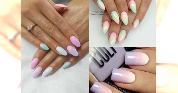 Manicure 2018 Pastelowe Ombre Manicure Słodkie Paznokcie Na