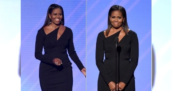 Michelle Obama w pięknej sukience na rozdaniu nagród. Modelka w takim samym modelu wyglądała ZUPEŁNIE INACZEJ