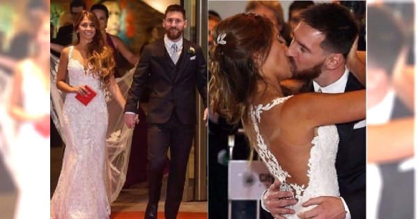 Leo Messi wziął ślub! Wreszcie dobrze widać suknię panny młodej! PRZEPIĘKNA!