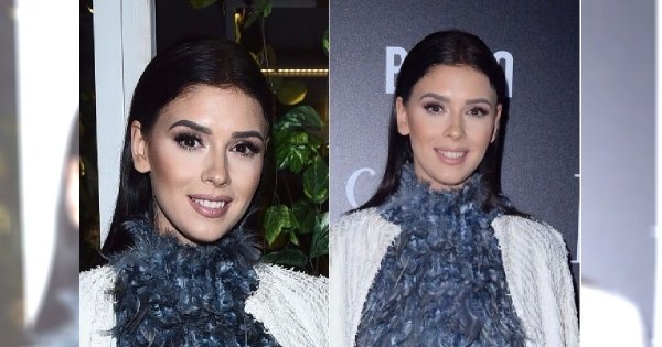 Klaudia Halejcio w mocnym makijażu, ale my patrzymy w dół. Coś tu nie zagrało