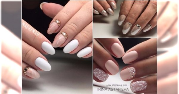 Naturalny manicure w odcieniach beżu, pudrowego różu i bieli