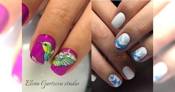 Manicure z motywem ptaków - 20 pomysłów na modne zdobienie paznokci