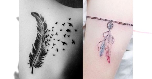 18 pomysłów na tatuaż z piórkiem - subtelne, dziewczęce inspiracje