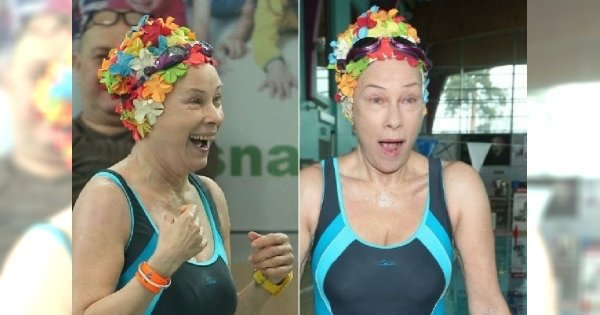 Małgorzata Potocka w kostiumie kąpielowym na zawodach pływackich. 64-latka ma świetną figurę!