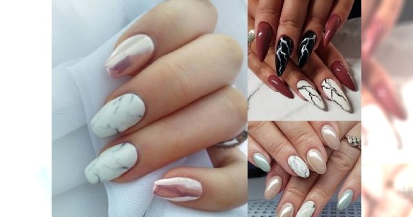 Marmurkowy manicure w różnych wariantach kolorystycznych - ten motyw to hit sezonu!