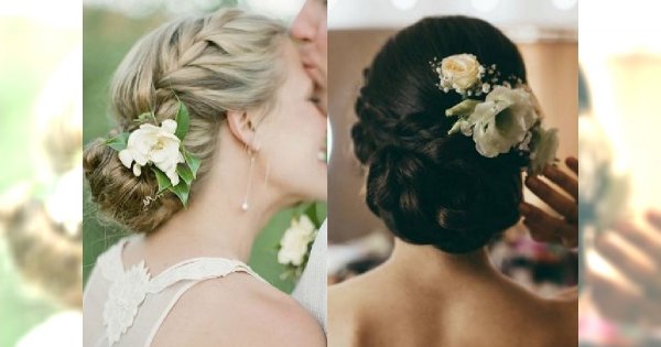 Żywe kwiaty we włosach - 18 romantycznych fryzur ślubnych