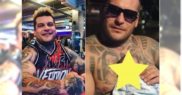 Wytatuowany Popek tuli kilkudniowego synka. Fani: Młody Popek jak nic, ale jaja!