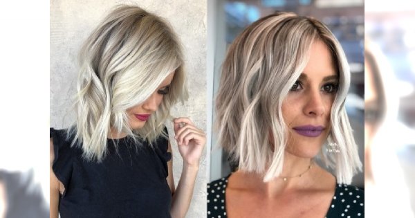 Falowany bob w odcieniu białego blondu. Połączenie ultra modne!