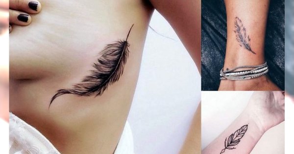 Galeria kobiecego tatuażu - 16 pięknych wzorów z motywem piórka