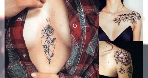 Tatuaże na ramieniu i dekolcie - galeria ślicznych wzorów