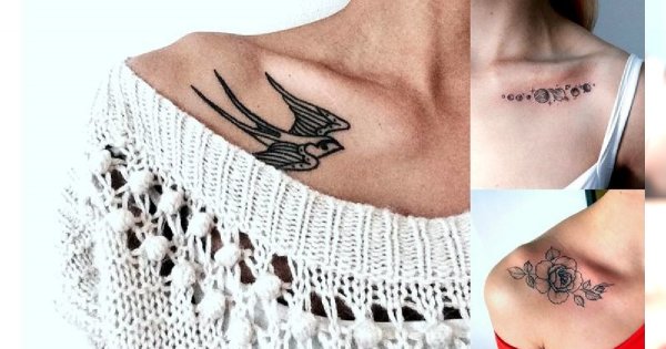 Tatuaż na obojczyk - galeria ciekawych i dziewczęcych wzorów