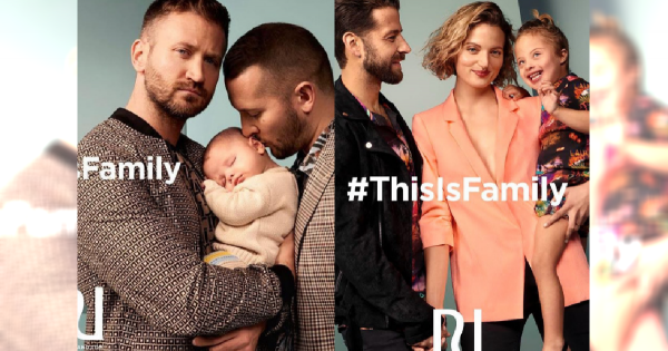 Para mężczyzn wspólnie przytulająca niemowlę to nowa kampania znanej marki odzieżowej! "This Is Family"