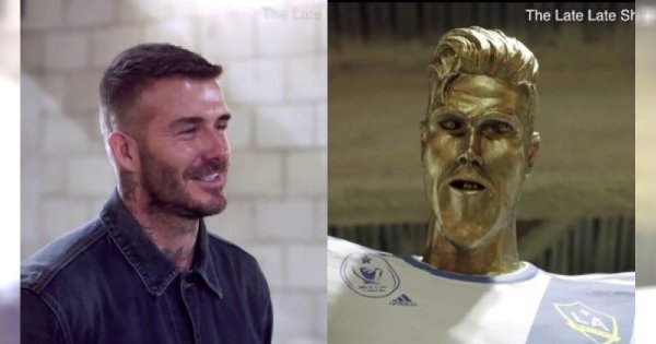 Na widok swojego pomnika David Beckham osłupiał! "ŻENUJĄCA!", powiedział o rzeźbie!