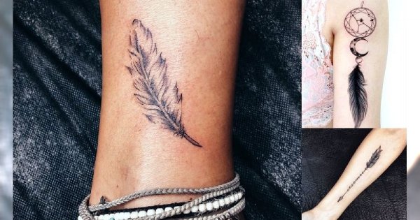 20 ślicznych tatuaży z motywem piórka - galeria kobiecych wzorów