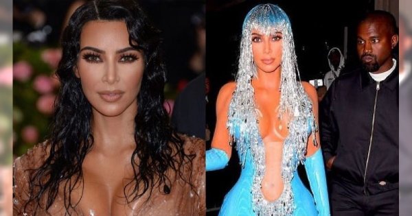 Kim Kardashian na Met Gali 2019. Najpierw ścisnęła talię i "ociekała wodą", potem przebrała się w LATEKS. Która kreacja jest... GORSZA?