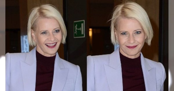 Małgorzata Kożuchowska w eleganckim garniturze, ale spójrzcie na buty! Wow! Podoba wam się to połączenie?