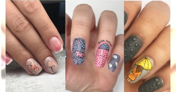 Umbrella nails - idealny manicure na deszczowe dni! 25 propozycji na hybrydy z parasolką!