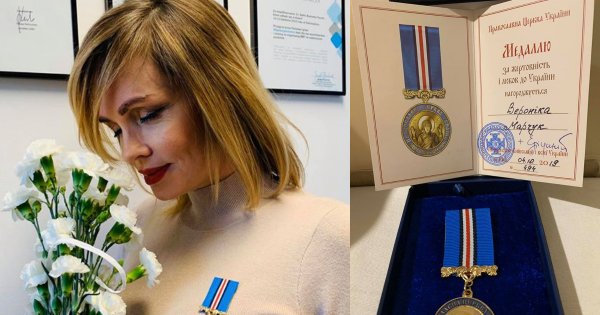 Weronika Marczuk pozuje z ciążowym brzuszkiem i odbiera honory ,,Medal za Ofiarność i Miłość do Ukrainy". Ma już 48 lat