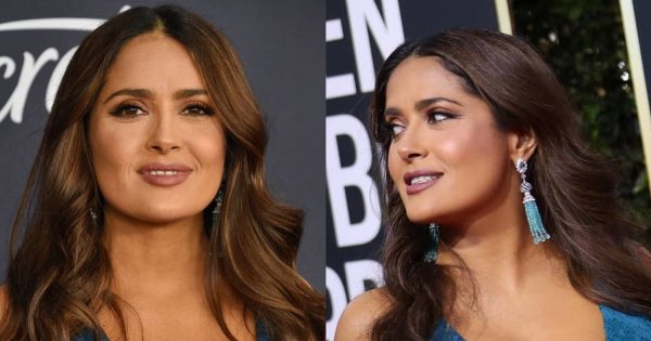 Złote Globy 2020: Salma Hayek odsłania piersi. Internauci zniesmaczeni. "Zaraz eksplodują"