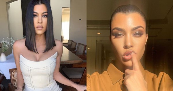 Kourtney Kardashian w wieczorowej sukni przy kuchence. I ...