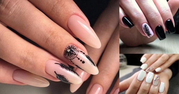 Manicure z piórkiem - 20 przepięknych zdobień