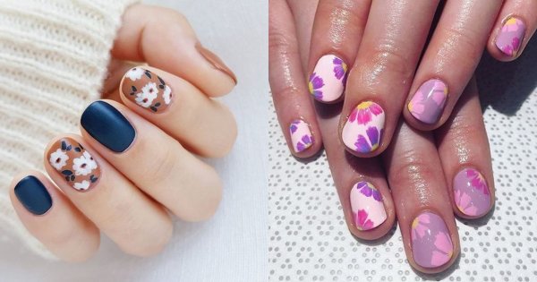 Manicure z motywem kwiatów - 26 pomysłów na kwiatowy manicure [GALERIA]
