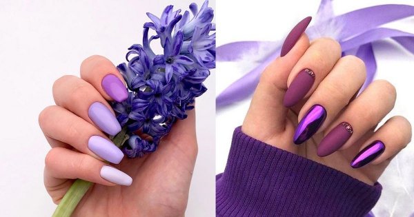 Fioletowy manicure - galeria modnych stylizacji paznokci