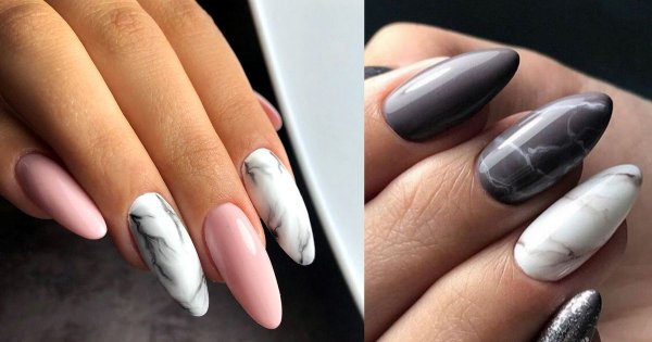 Marmurkowy manicure - 20 stylizacji w różnych wariantach kolorystycznych