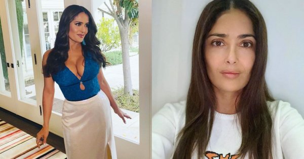 Salma Hayek pokazała się bez makijażu i z siwymi odrostami! Nadal piękna?
