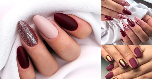 Bordowy manicure - 16 letnich propozycji