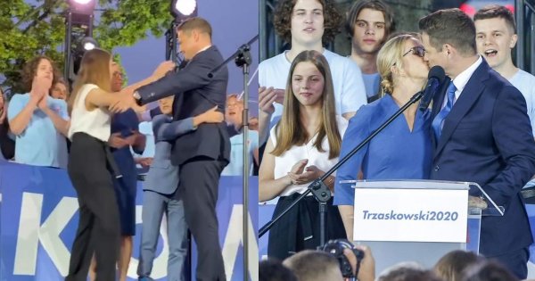 Rafał Trzaskowski w sztabie z żoną i z dziećmi. 16-letnia córka to jego kopia!