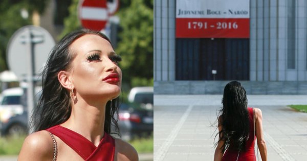 Małgorzata Godlewska z piersiami na wierzchu przed Świątynią Opatrzności Bożej! Prowokuje!