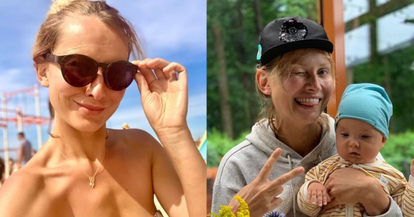 Joanna Moro w bikini! Kąpie się w morzu z półroczną córką. "Nie przejmujemy się bakteriami"