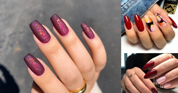 Bordowy manicure - 22 jesienne stylizacje paznokci