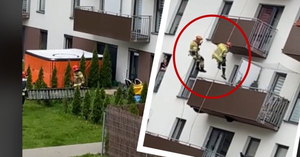 Brawurowa akcja strażaków na krakowskim osiedlu! Mężczyzna groził, że skoczy z balkonu!