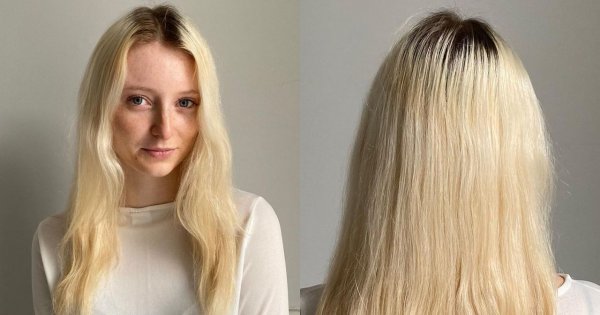 Julia miała platynowe blond włosy. Fryzjer przefarbował ją na rudo i obciął grzywkę curtain bang