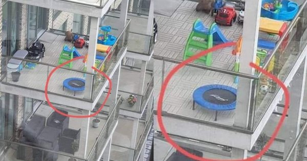 Trampolina na balkonie. To zdjęcie obiegło sieć. Czy tak postępują odpowiedzialni rodzice?