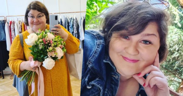 Dominika Gwit w lnianej sukience bez ramion z głębokim dekoltem. Do tego bardzo stylowy dodatek!