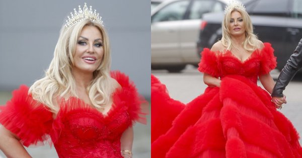 Dagmara Kaźmierska z "Królowych życia" w czerwonej balowej sukni i w koronie na ramówce TVN! A gdy podniosła kreację...