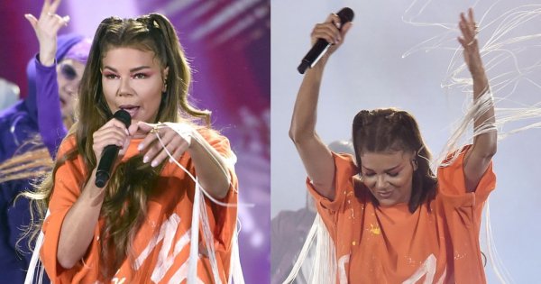 Edyta Górniak w przedłużonych włosach i młodzieżowej stylizacji. A gdy podniosła ręce...