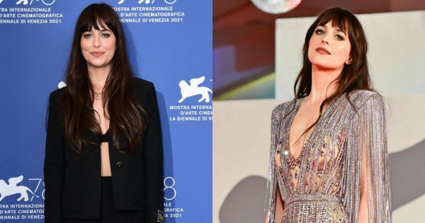 Dakota Johnson z "50 twarzy Greya" w damskim garniturze, ale to srebrna sukienka była sztosem! A gdy się odwróciła...