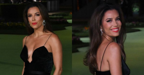 Eva Longoria w czarnej aksamitnej sukience z głębokim dekoltem skradła show! A gdy się odwróciła... WOW!