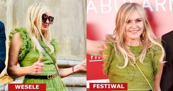 Monika Olejnik na festiwalu w Gdyni w tej samej zielonej tiulowej sukience, co na weselu Edwarda Miszczaka i Anny Cieślak!