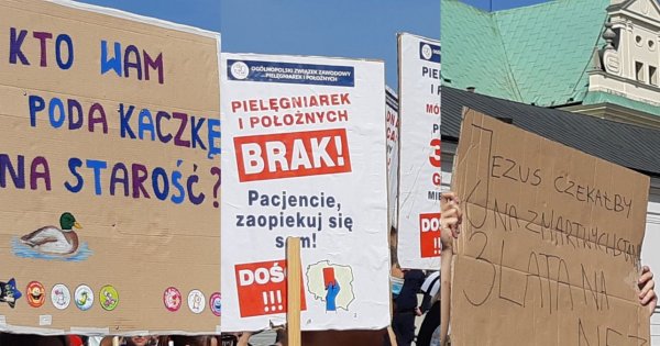 Protest medyków: pielęgniarek, położnych, lekarzy, ratowników. Najmocniejsze hasła na transparentach
