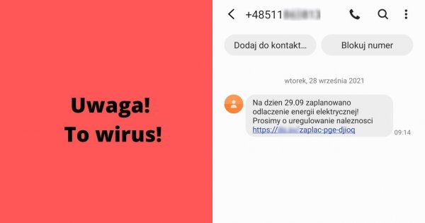 Dostałeś SMS-a o odłączeniu energii elektrycznej od PGE? Uważaj, to wirus!