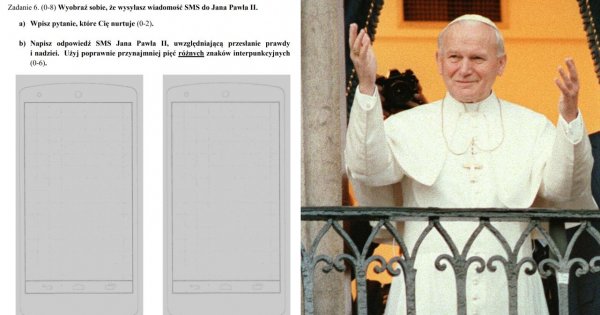Zadanie na Konkurs z j. polskiego dla uczniów podstawówek: Napisz SMS-a do Jana Pawła II. Internauci oburzeni!