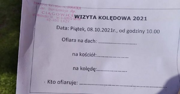 Skandaliczna kartka w parafii na Śląsku. Trzeba podpisać "dobrowolną" ofiarę