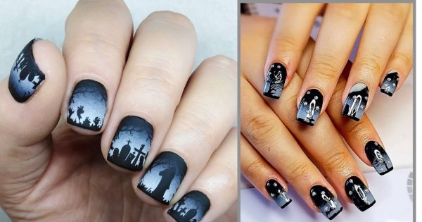 Cmentarz na paznokciach - to hit na Halloween! Zobacz przykłady niezwykłego manicure'u