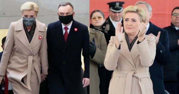 Agata Kornhauser-Duda w beżowym płaszczu. Jak pierwsza dama wyglądała podczas Święta Niepodległości?